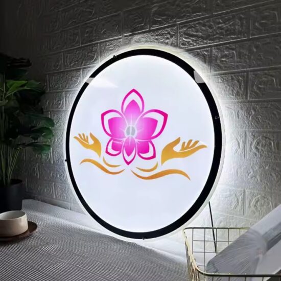 Custom Illuminated Acrylic Store Sign with Printed Logo and Built-in Lighting
