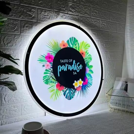 Custom Illuminated Acrylic Store Sign with Printed Logo and Built-in Lighting