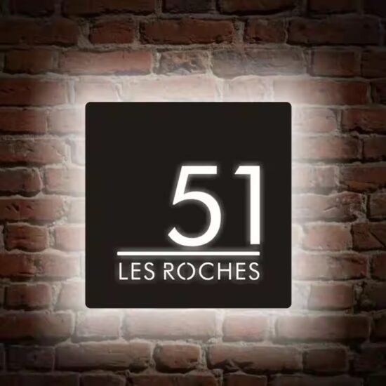 Illuminated custom LED acrylic door panel for hotel interiors