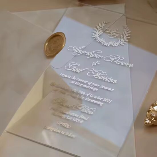 High-End Custom Clear Acrylic Wedding Invitation Sign with Elegant Print