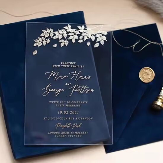 High-End Custom Clear Acrylic Wedding Invitation Sign with Elegant Print