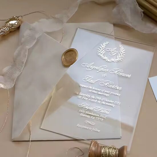 High-End Custom Clear Acrylic Wedding Invitation Sign with Elegant Print