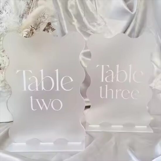 Custom Frosted Acrylic Wedding Display Cards for Elegant Signage