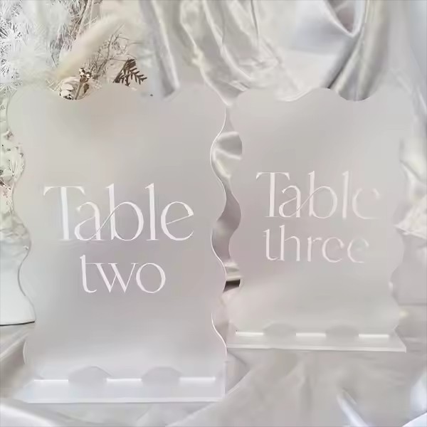 Custom Frosted Acrylic Wedding Display Cards for Elegant Signage