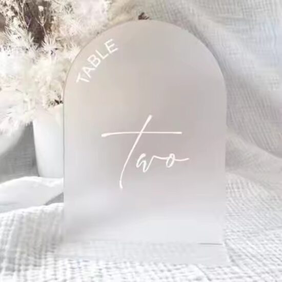 Custom Frosted Acrylic Wedding Display Cards for Elegant Signage