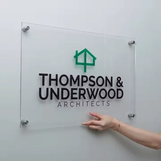 Custom Printed Acrylic Office Door Sign with Business Name and Logo
