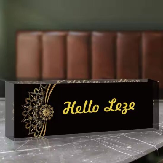Custom Cube-Shaped Acrylic Desk Name Plate