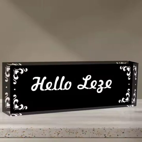 Custom Cube-Shaped Acrylic Desk Name Plate