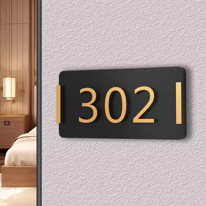 Creative custom acrylic door sign for hotel and apartment rooms