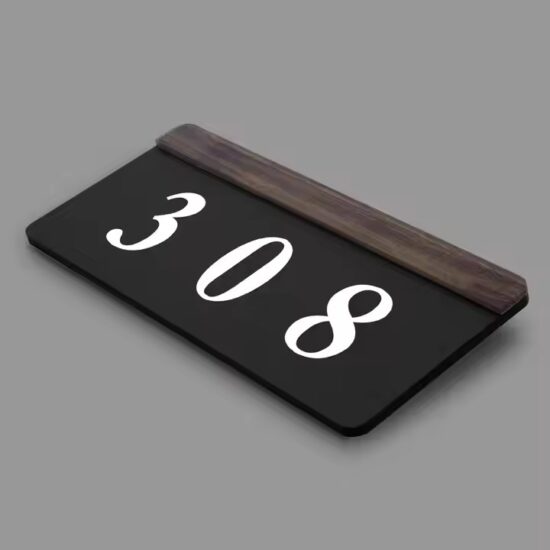 Custom acrylic door panel for hotel room entryway