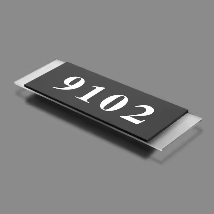 Custom acrylic door panel for hotel room entryway