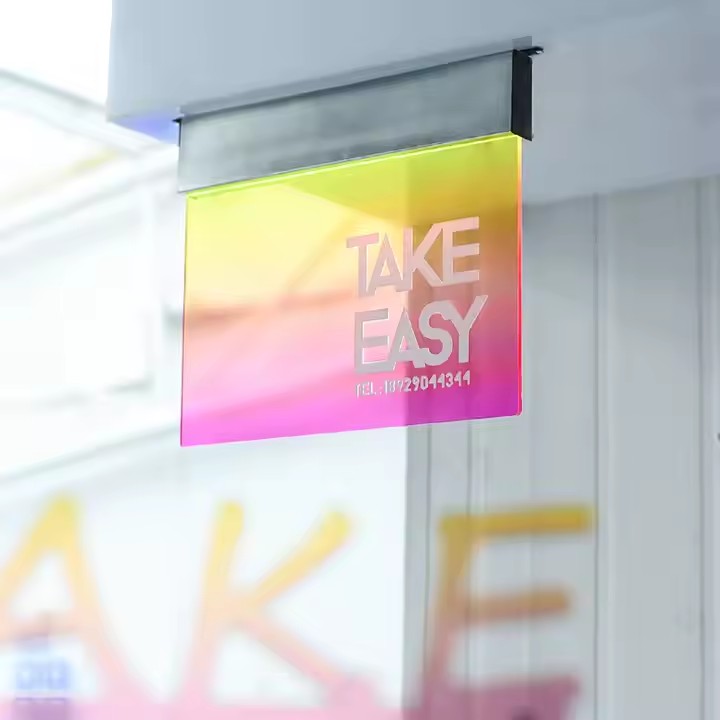 Custom Gradient Color Acrylic Sign with Vibrant Printed Logo and Text