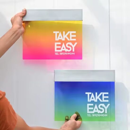 Custom Gradient Color Acrylic Sign with Vibrant Printed Logo and Text
