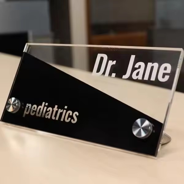 Custom printed acrylic office desk name plate