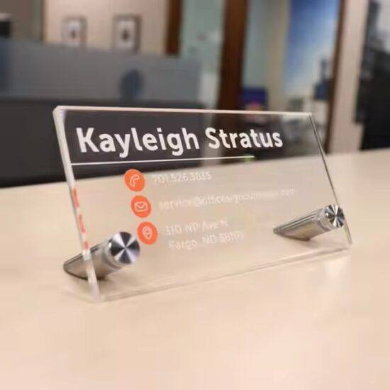 Custom printed acrylic office desk name plate