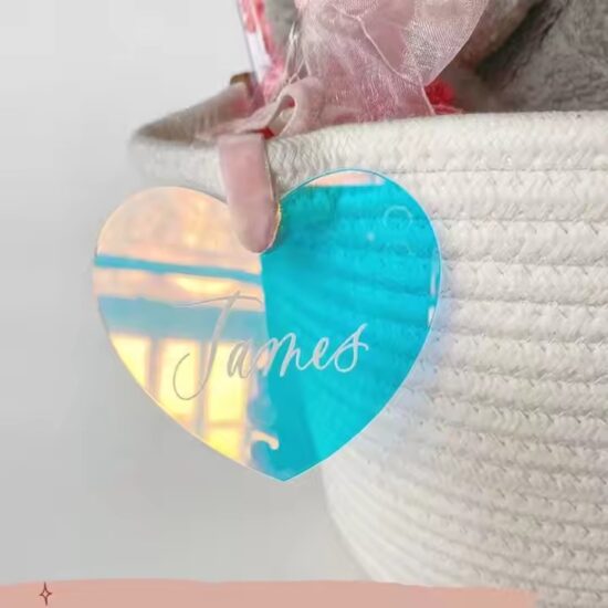 Custom Rainbow Heart Acrylic Tags for Valentine's Day