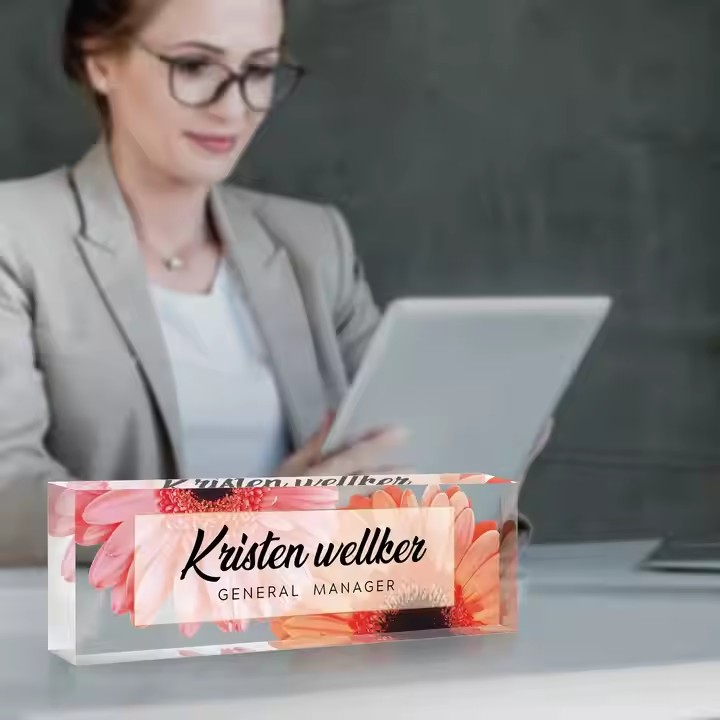 Custom Personalized Acrylic Desk Name Plate for Office