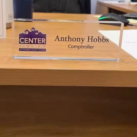 Custom Engraved Acrylic Desk Name Plate for Office Use