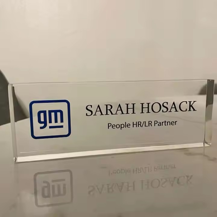 Custom Engraved Acrylic Desk Name Plate for Office Use