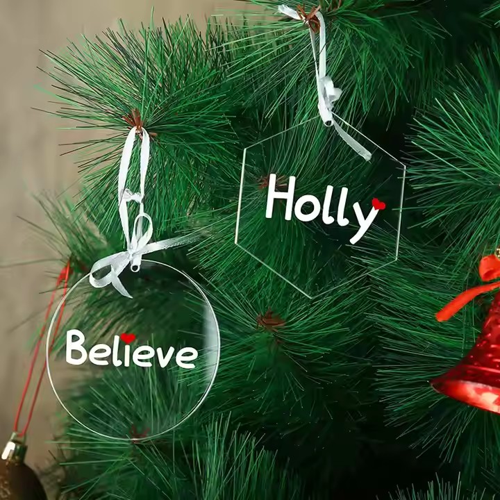 Elegant Custom Acrylic Christmas Ornament Tags