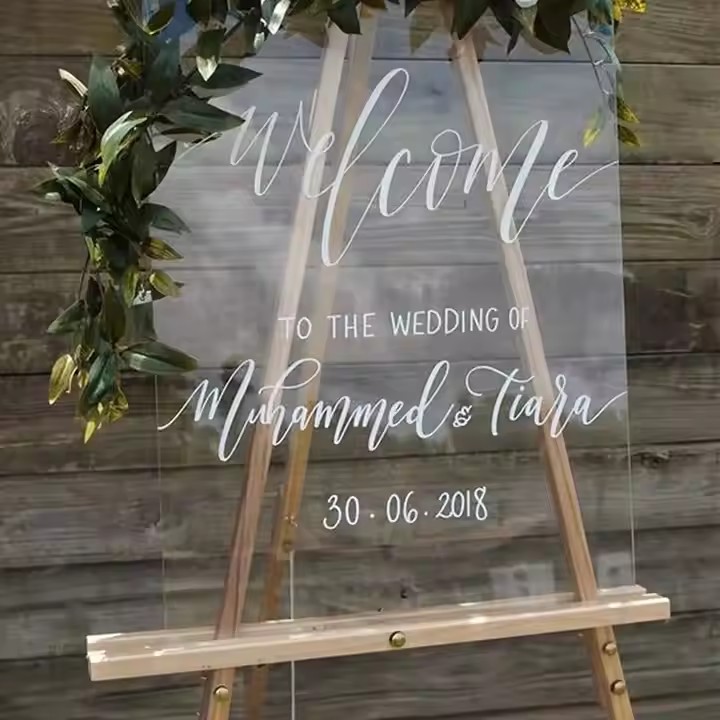 Elegant Custom Engraved Acrylic Wedding Sign