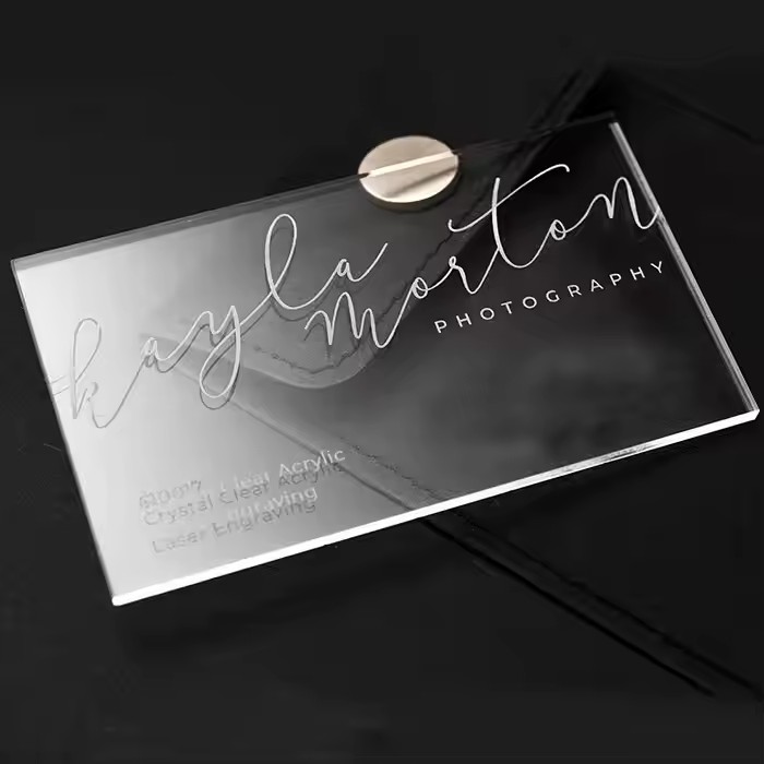 Custom Transparent Acrylic Business Card with Printed Logo and Contact Info