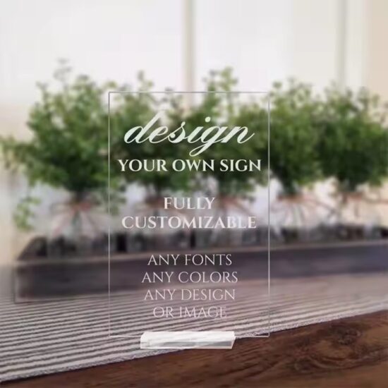 Custom Printed Acrylic Wedding Table Number Sign for Elegant Reception Decor