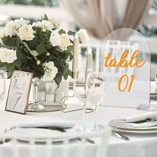 Custom Printed Acrylic Wedding Table Number Sign for Elegant Reception Decor