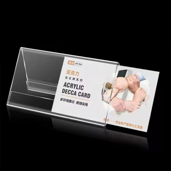Custom acrylic desk name plate with business logo and employee name