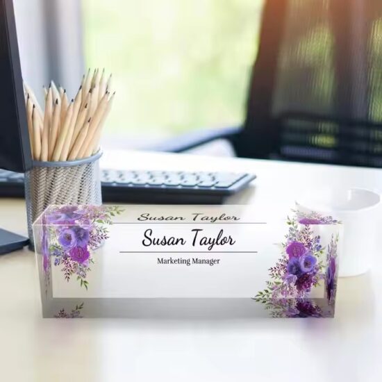 Custom Clear Acrylic Company Name Plate for Office Desk