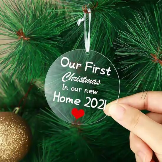 Custom acrylic tags in Christmas tree decoration shapes