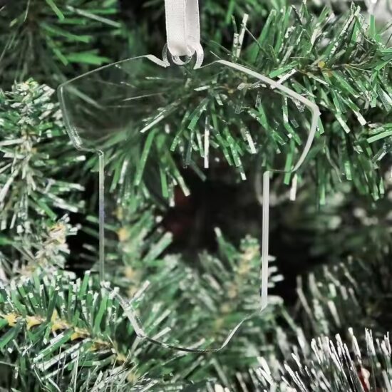 Custom acrylic tags in Christmas tree decoration shapes