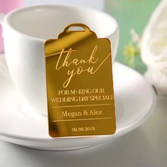 Custom shaped acrylic wedding place cards for party tables