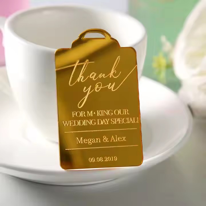 Custom shaped acrylic wedding place cards for party tables