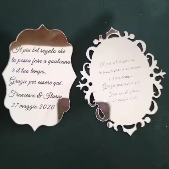 Custom shaped acrylic wedding place cards for party tables