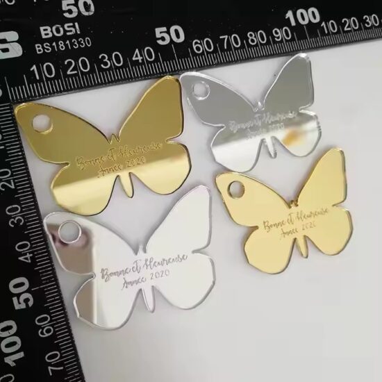 Custom shaped acrylic wedding place cards for party tables