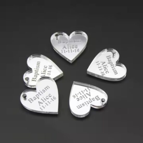 Custom shaped acrylic wedding place cards for party tables