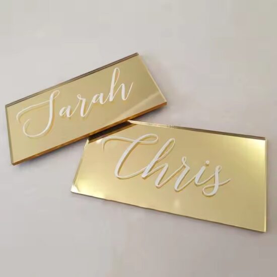 Custom acrylic name tags for wedding table seating