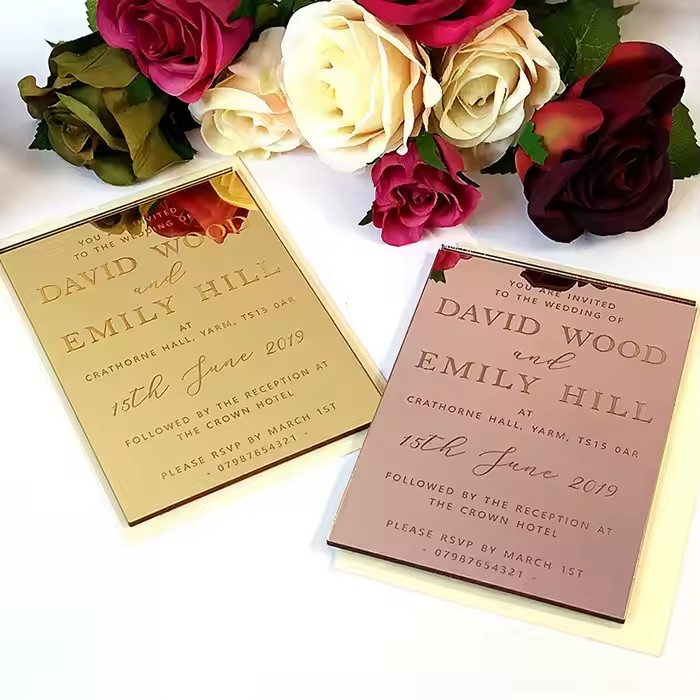 Custom-shaped acrylic wedding gift tags with names