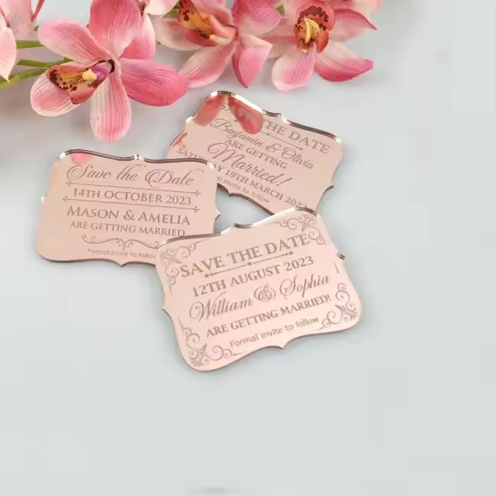 Custom-shaped acrylic tags for wedding gift decoration