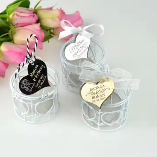 Custom-shaped acrylic tags for wedding gift decoration