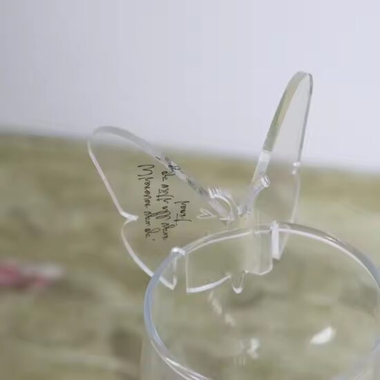 Custom butterfly-shaped acrylic drink tags for party glasses