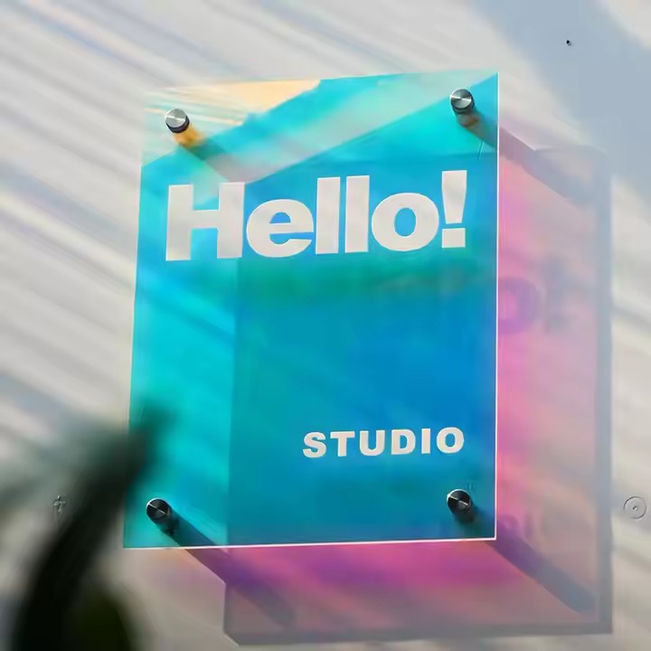 Custom transparent acrylic door plate with company logo
