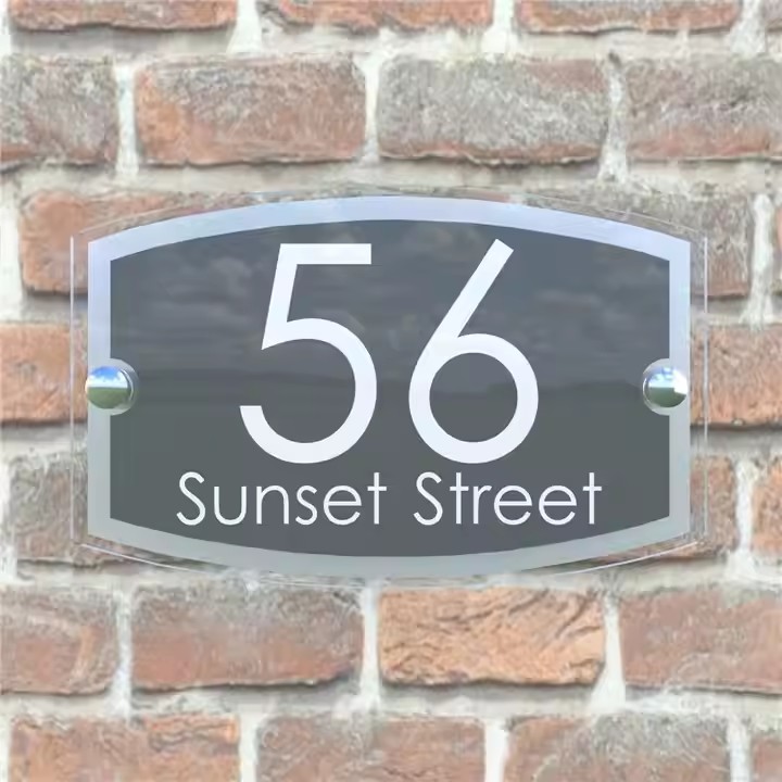 Custom acrylic house door sign with letters and numbers
