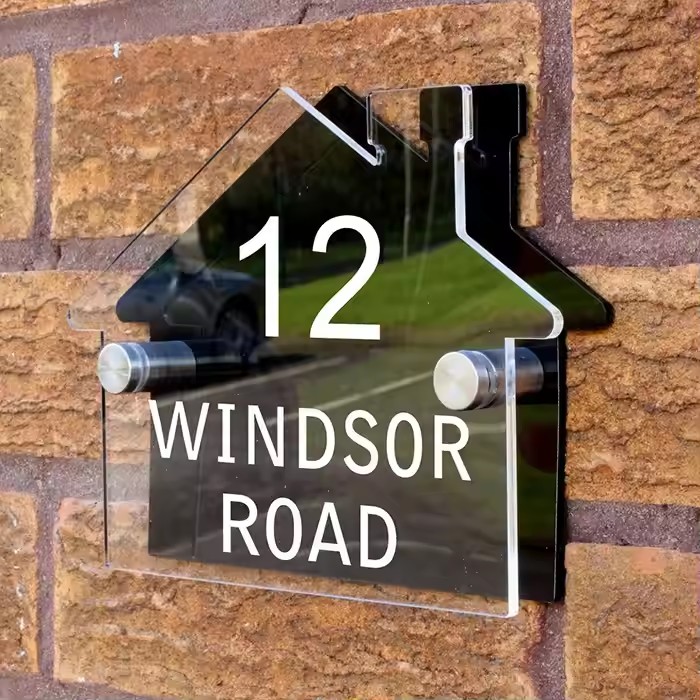 Custom acrylic house door sign with letters and numbers