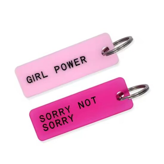 Custom rectangle acrylic keychain tags with printed names