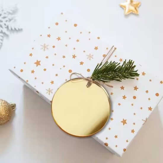 Custom round acrylic Christmas gift tags in festive styles