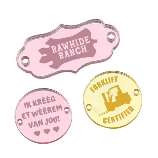 Custom blank acrylic name tags in assorted shapes