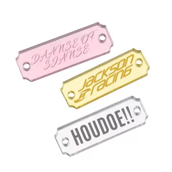 Custom square acrylic tags with personalized design