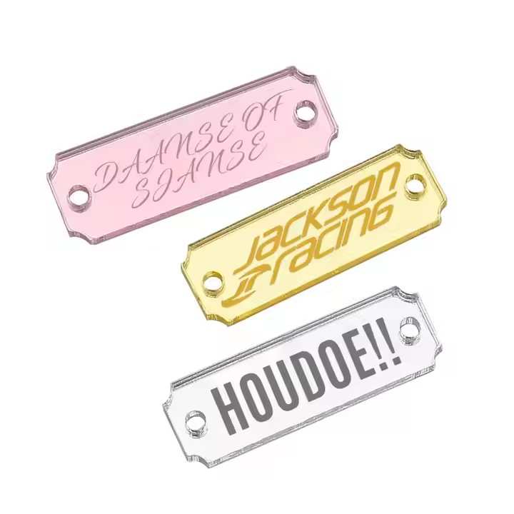 Custom square acrylic tags with personalized design